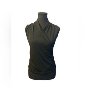 Banana Republic Black Sleeveless Wrap Blouse EUC XS